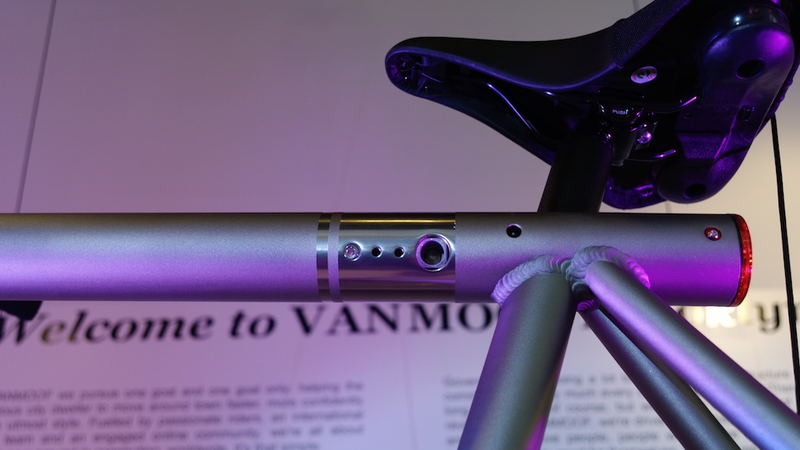 Check out those welds on that double-butted aluminum frame. Double butting means the frame will be lighter without compromising the strength of the frame. Also note that giant hole. That’s where the lock attaches to the frame.